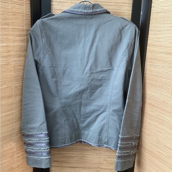 BEN SHERMAN jacket Sz S military style blazer raw edge EUC sage green - Picture 4 of 5